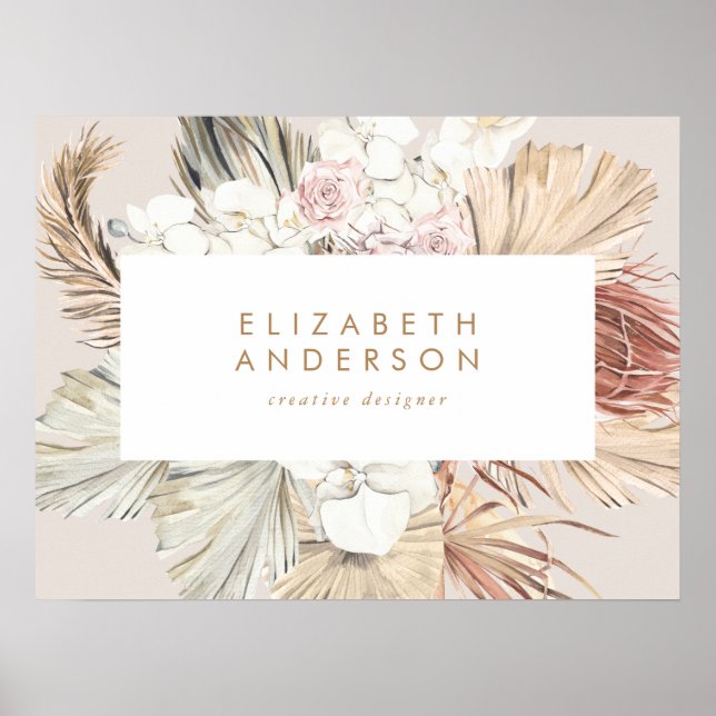 Póster Tarjeta de presentación Pampas Grass Floral Tropic (Frente)