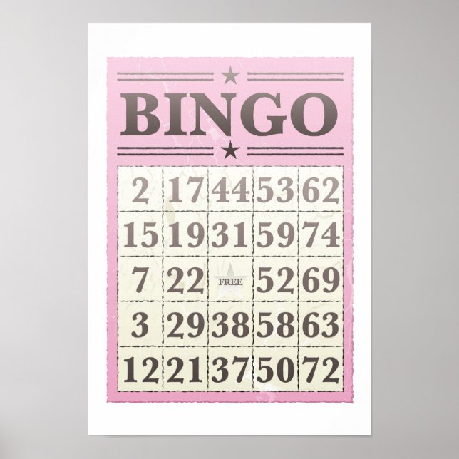 Póster Tarjeta de puntuación de Bingo Rosa (Frente)