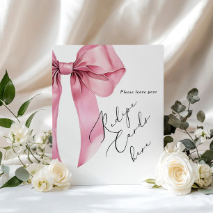Póster Tarjeta de receta con lazo rosa deje su tarjeta de