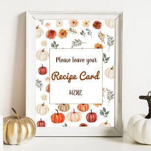 Póster Tarjeta de receta de ducha de novia rusa para otoñ