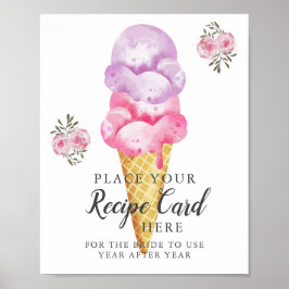 Póster Tarjeta De Receta De Ice Cream Leave Aquí Rótulo