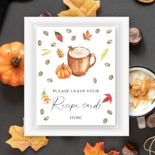 Póster Tarjeta de receta de lluvia de boda de calabaza de
