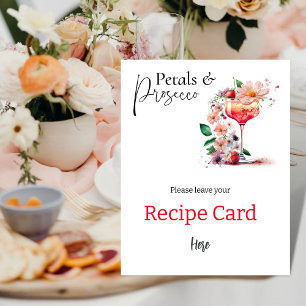 Póster Tarjeta de receta de Petals Prosecco Floral Bridal