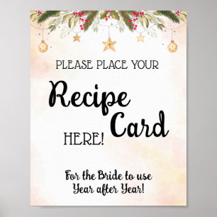 Póster Tarjeta de receta lugar Navidad Despedida de solte