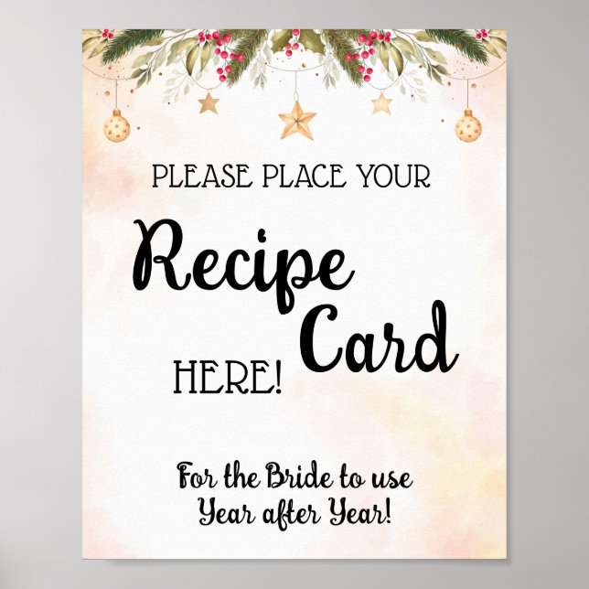 Póster Tarjeta de receta lugar Navidad Despedida de solte (Frente)