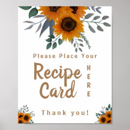 Póster Tarjeta de Receta Sunflower Place Aquí Rótulo de d