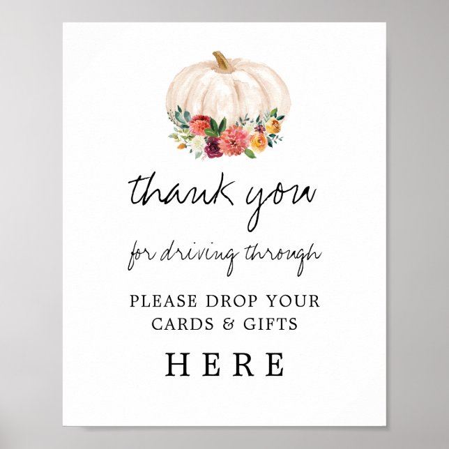 Póster Tarjeta de regalo de baby shower de una calabaza (Frente)