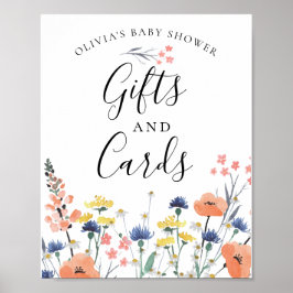 Póster Tarjeta de regalo de bebé floral acuarela Wildflow