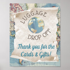 Póster Tarjeta de regalo de Mapa Antiguo para Baby Shower