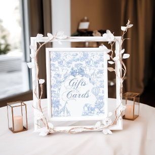 Póster Tarjeta de regalo Sig Blue Toile Safari Animal Bab