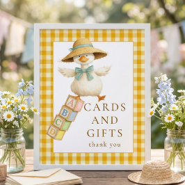 Póster Tarjeta de regalos de cuadros amarillos de ganso S
