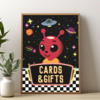 Tarjeta de regalos de niños neón galaxia espacio a