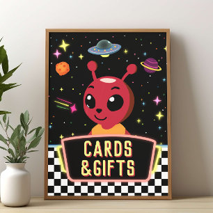 Póster Tarjeta de regalos de niños neón galaxia espacio a
