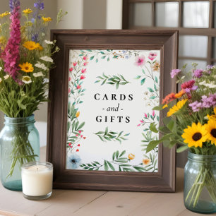 Póster Tarjeta de regalos para bodas de flores silvestres