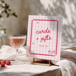 Póster Tarjeta de regalos y fresas de Berry enamorada 