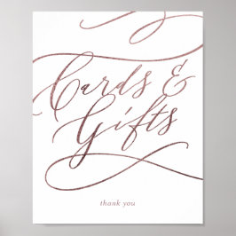 Póster Tarjeta de Regalos y Letra Floral Rosa Romántico