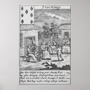 Póster Tarjeta de reproducción que muestra a los trabajad