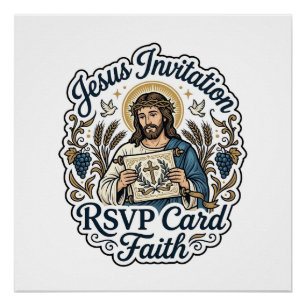 Póster Tarjeta de respuesta a la invitación de Jesús Tarj