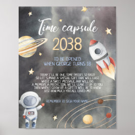 Póster Tarjeta de Rótulo de la cápsula de tiempo de galax