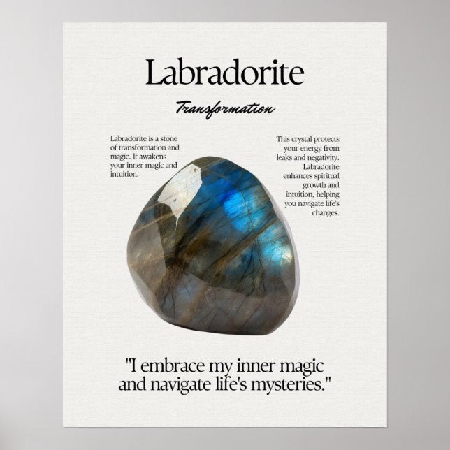 Póster Tarjeta de significación de cristal de piedra labr (Frente)
