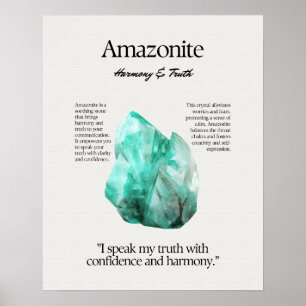 Póster Tarjeta de significado de cristal de gema amazónic
