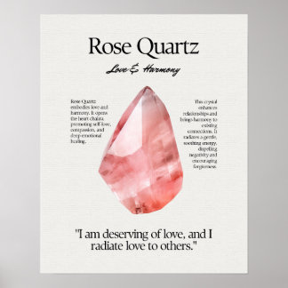 Póster Tarjeta de significado de cristal de la piedra de