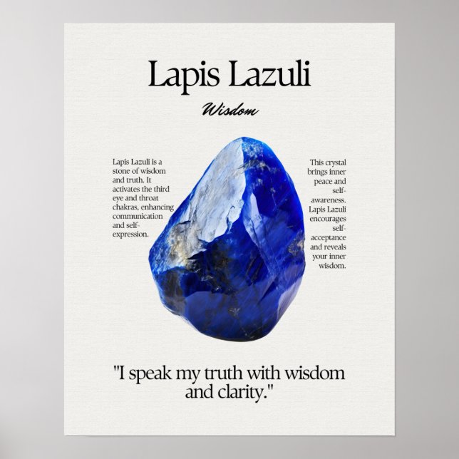 Póster Tarjeta de significado de cristal de Lapis Lazuli (Frente)