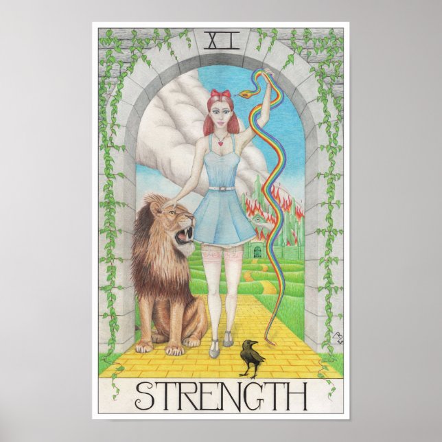 Póster tarjeta de tarot de fuerza (Frente)