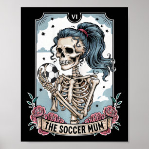 Póster Tarjeta de Tarot de Mamá de Fútbol Esqueleto Día d