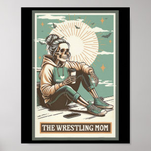 Póster Tarjeta de Tarot de Mamá de Lucha Retro esqueleto