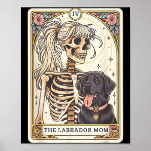 Póster Tarjeta de Tarot de Mamá Labrador Negro Esqueleto 