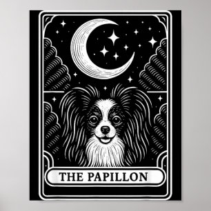Póster Tarjeta de Tarot de Mamá Perro Papillon Luna Creci