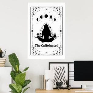Póster Tarjeta de Tarot de Yoga para Amantes del Café Zod