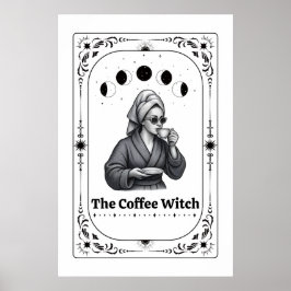 Póster Tarjeta de Tarot Editable de Bruja Amante del Café