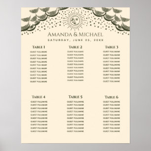 Póster Tarjeta de Tarot Olive Sun Moon Gráfico de Asiento