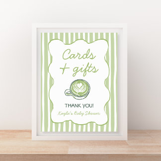 Póster Tarjeta de Té Verde Matcha para Baby Shower