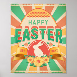 Póster Tarjeta de vacaciones Retro Easter Egg Hunt