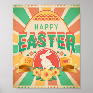 Póster Tarjeta de vacaciones Retro Easter Egg Hunt
