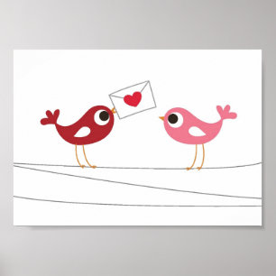 Póster Tarjeta del amor de los pájaros