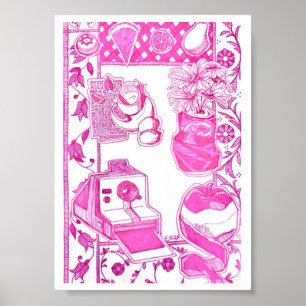 Póster Tarjeta en blanco magenta