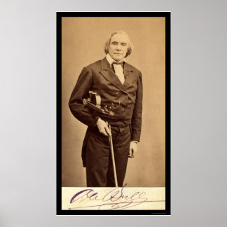 Póster Tarjeta firmada de Violin Virtuoso, Ole Bull 1864