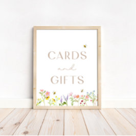 Póster Tarjeta Floral de Bumblebee y Rótulo de Regalos