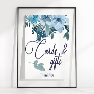 Póster Tarjeta floral de rosas azules modernas pastel y l