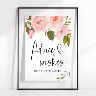 Póster Tarjeta floral rosa rosa Rubor y Rótulo de regalos