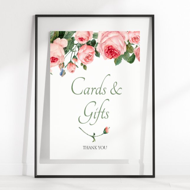 Póster Tarjeta Floral rosa rosa rubor y Rótulo de regalos (Subido por el creador)