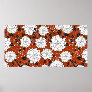 Póster Tarjeta invitativa o boda con ba floral abstracta