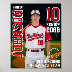 Póster Tarjeta personalizada de jugador de béisbol con fo