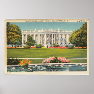 Póster Tarjeta postal antigua de la Casa Blanca