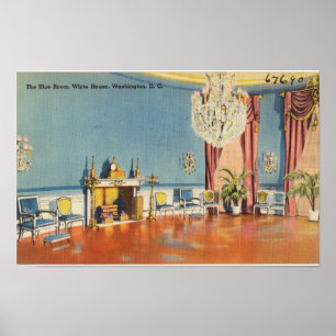 Póster Tarjeta postal antigua, La Casa Blanca Sala Azul