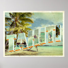 Póster Tarjeta postal de foto antigua de Tahití